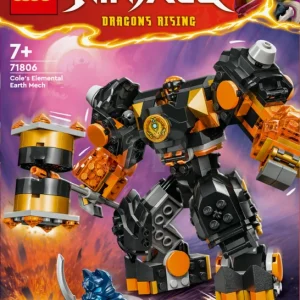 LEGO Ninjago: Mecha Elemental de la Tierra de Cole 71806 – Set de construcción con mecha personalizable y 2 minifiguras ninja