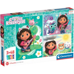 Puzzle Gabby’s Dollhouse 3x48 Piezas Clementoni – Puzzle Infantil de Netflix para Niños