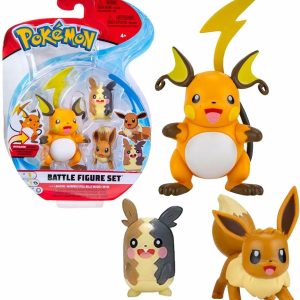 Set de figuras de batalla Pokémon – Raichu, Morpeko, Eevee (3 figuras)