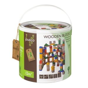 Bloques de madera infantiles 100 piezas Jouéco – Cubo de construcción educativo