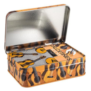 Calcetines con diseño de guitarras en caja metálica – Talla única regalo original